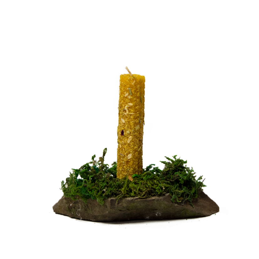 Žlutý válec s heřmánkem - Rozměry: 9,5 x 2 cm
