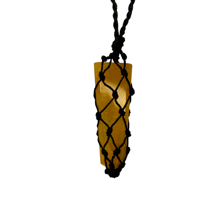 Macrame přívěsek Zlatý křemen - hrot