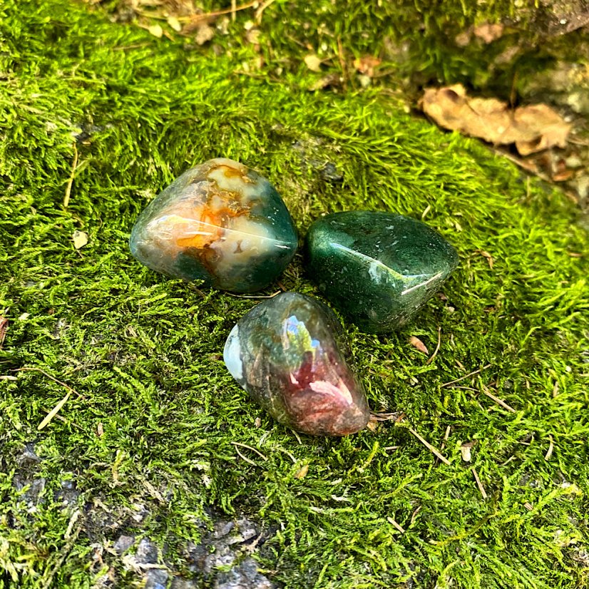 Mechový achát tromlovaný - Velikost: M